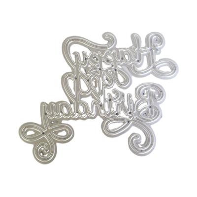 China Europe Cut Dies Word Dies Celebration Happy Birthday Dies Embossing Mold Stencils For DIY Scrapbook Card Making for sale