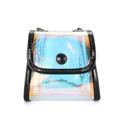 China Fashion Sale Small Fashion PVC Clear Laser Fashion Kids Shoulder Bag, Custom Multifunctional Waterproof Cosmetics Girls Shoulder Bag for sale