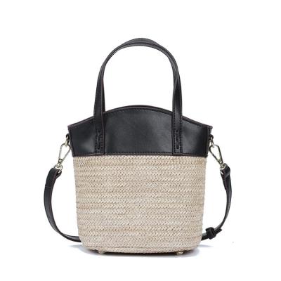 China Daily life large capacity custom made bucket weaving handbag with detachable shoulder strap, hot sale shopping women causal handbag for sale