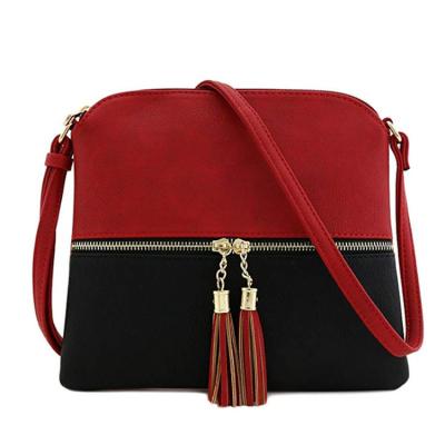 China Lightweight PU Women Medium Cross - Body Bag With Tassel Style Wholesale Classic Ladies Female Shoulder Bags for sale