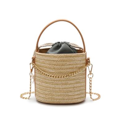 China Other New Arrival Fashion Straw Bucket Shape Beach Shoulder Bag Sets, Custom Multifunctional Portable Handle Shoulder Bag For Women for sale