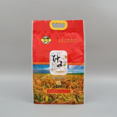 China Custom LOGO 25kg Moisture Proof Polypropylene Woven Rice Packing Bag With Handle for sale