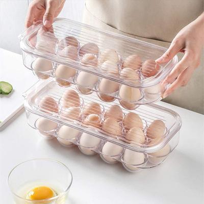 China Single Layer Kitchen Plastic Transparent Custom Food Makers Stackable Crisper Freshness Preservation 16 Egg Boxes for sale