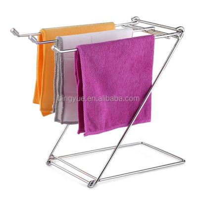 China Durable Stainless Steel Kitchen Sink Table Top Dish Cloth Rack Foldable Vertical Towel Rack for sale