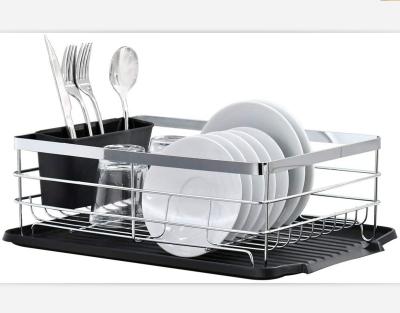 China Amazon Sustainable Hot Sales Kitchen Storage Rack Dish Drying Rack With Removable Cutlery Tray for sale