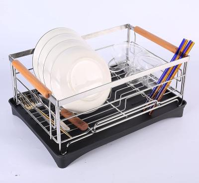 China Bowl Stainless Steel Dish Drying Rack And Drainer Set For Counter Large Kitchen Dish Rack With Drain Panel for sale