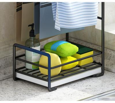 China Stainless Steel Kitchen Towel Rack Wall Air Sponge Dishcloth Drain Shelf Storage Rack for sale