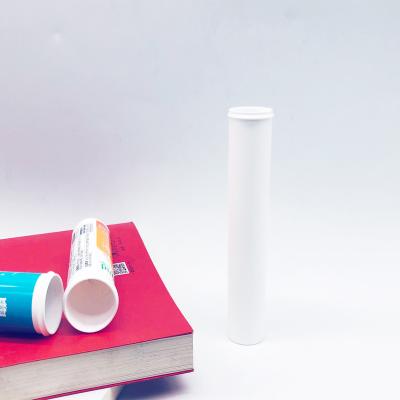 China Effervecent tablet tube health products candies tablets white plastic effervescent tablets tube vitamin milk tube candy effervescent bottle with cap desiccant caps for sale