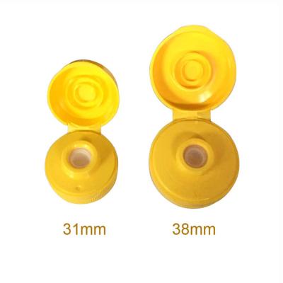 China Non Spill OD 34mm 40mm 53mm 38/400 Condiment Bottle Sauce Dressing Bottle Flip Top Silicone Valve Stand Up Cap for sale