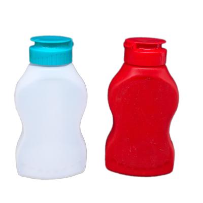 China Plastic Condiment Sauce 200ml 220ml Commodity Sauce Honey Bottle With Squeeze Top Bottle Spout Flip Lid Plastic Ketchup Bottle for sale