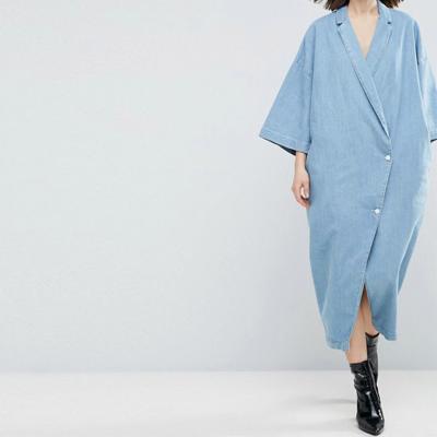 China Light blue unlined anti-pilling wash oversized jacket for women for sale