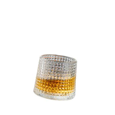 China Whiskey glasses 200 ML Whiskey Tumbler wine Glass bottle Available Creative Rotatable Fashioned Crystal Wine Glass Cup for sale