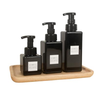 China Cosmetic Foam Pump Bottle square black 250ml 450ml Foaming Pump Bottle Hand Soap Pump Bottle for sale