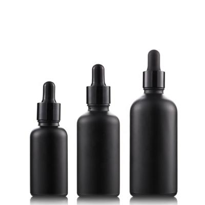 China Amber Essential Oil Cosmetic Serum Wish 5ml 10ml 15ml 20ml 30ml 50ml 100ml Frosted With Black Glass Dropper Bottles for sale