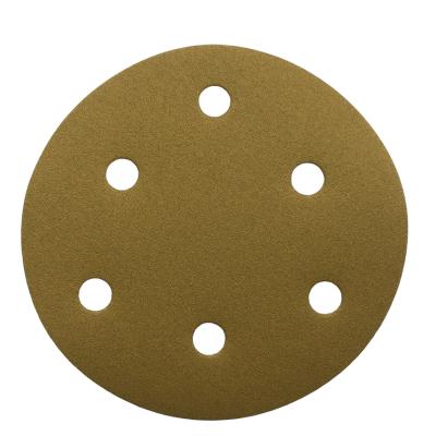 China Automotive Factory Direct Sale 5 Inch 125cm Alumina Sandpaper Yellow Round Sandpaper Polishing Disc With Hole Sandpaper for sale