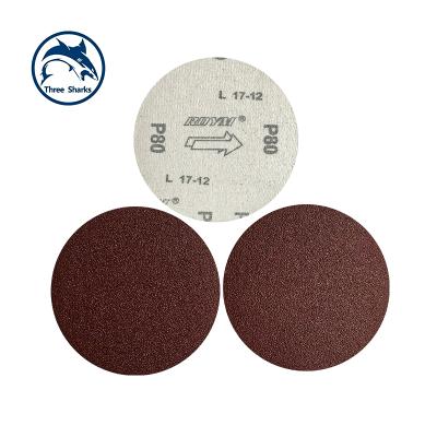 China Polishing Sandpaper Sheet 6 Inch 150mm Round Flocking Sandpaper With Hole Red Sandpaper DIS for sale