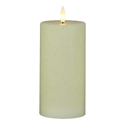 China Birthdays wholesale unscented ivory battery operated flickering led flameless pillar candles for sale