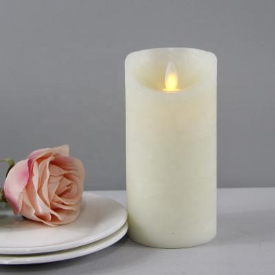 China Paraffin Wax Moving Flame Christmas Pillar Decorative Wedding Moving Electric Heater Led Flameless Candles for sale