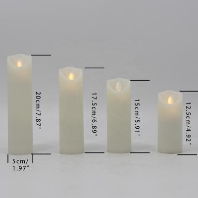 China Flameless Set of 4 Battery Operated Slim Candles Wedding Festival Decoration Moving Flame LED Flameless Candle for sale