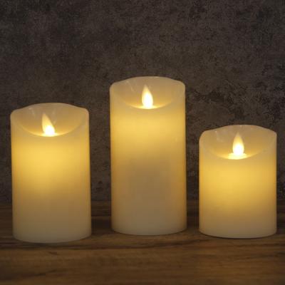 China Wedding Wholesale Pillar 3 Party Christmas Sweet Ivory Wedding Event Concert Set Moving Flameless Candle for sale