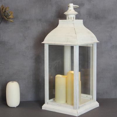 China Home Interior Decor Plastic White High Quality Cheap Candle Lantern With Plastic Candle Element for sale