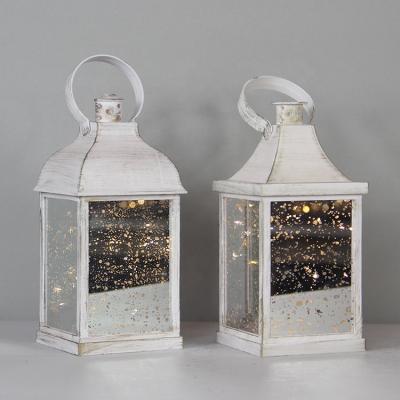 China Home Decoration BATTERY OPERATED PLASTIC LANTERN WITH LED COOPER WIRE STRING LIGHTS INNER GLASS and METALLIC for sale