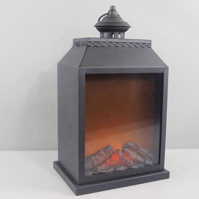 China Home Decoration FIREPLACE LED BATTERY OPERATED LANTERN, METAL MATERIAL for sale