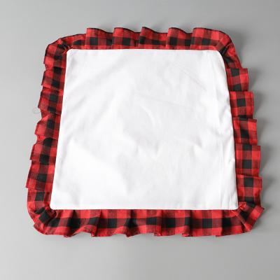 China Polyester/Canvas Sublimation Dye Buffalo Soft Single Layer Cotton Canvas/Plaid Ruffles Christmas Pillow Case For Diy Heat Print Sublimation Pillow Case for sale