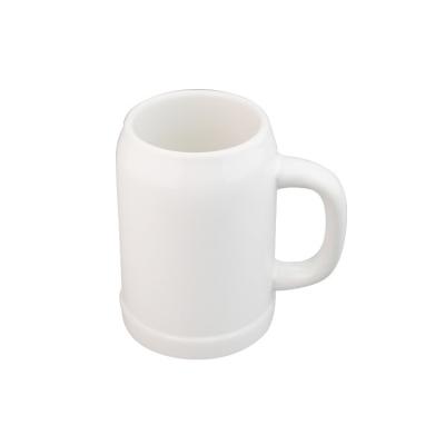 China Viable Wholesale Gift Custom Shape Heat Transfer Porcelain Popular High Grade Pure White Beer Mug for sale