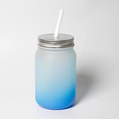 China CygnusSub Wholesale Disposable Mason Jar With Straw Cup 12oz Custom Glass Tumbler Sublimation Blanks Item for sale