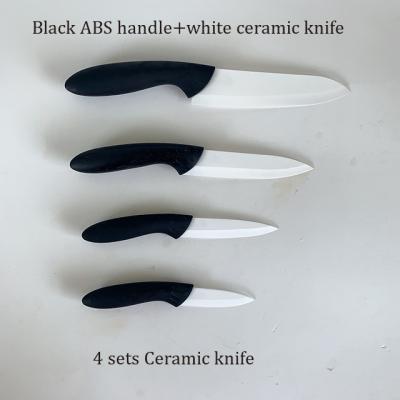 China Sustainable Hot Selling 4 Sets White Ceramic Dwarfsmith Amazon Knife Sharp With ABS Black Handle for sale