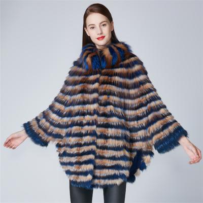 China Winter European American Ladies Real Bat Anti-wrinkle Fashion Fox Fur Long Sleeve Overcoat For Women for sale