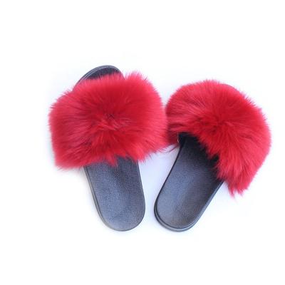 China Fashion Trend Strength Factory Direct Custom Home Ladies Cute Faux Fur Thick-Soled Slippers for sale