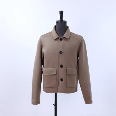 China Hot Selling Good Quality Woolen Camel Anti-wrinkle Woolen Button Short Thick Coats For Men for sale