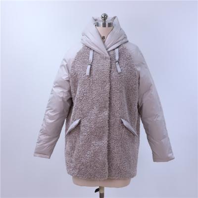 China wholesale high quality light Gray Winter Faux Fur Coat manufacturers Anti-wrinkle down jackets for ladies for sale