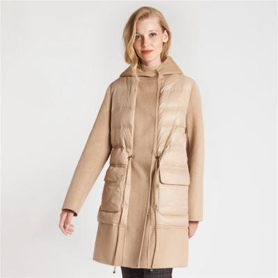 China Anti-Wrinkle Camel Stripper Jacket Women's Slim Warm Thick Down Jackets Long With Hood Style Better Quality Duck Down Lady Women's Casual Coat for sale