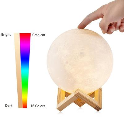 China 2019 Creative touch Small Desk lamp LED 3D Print Moon Night Light usb led light lamps for sale