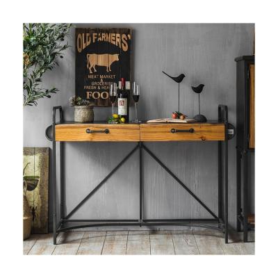 China OTHER New Design Iron Foldable Wooden Frame Console Solid Wood Console Table for sale