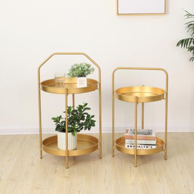 China Traditional Hand Tea Table Living Room Bedroom Iron Art Double Layer Edge Corner Some Web Creative Celebrity Small Round Table Headed for sale