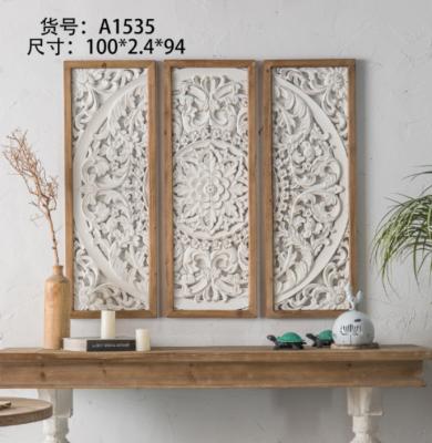 China 2021 traditional French carved decorative window of the background wooden wall living room decoration hanging for sale