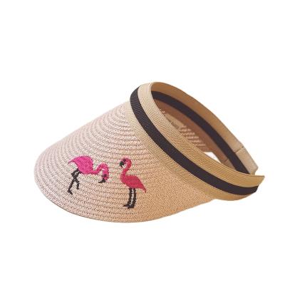 China Picture Embroidered Straw Hat Summer Sun Shade Beach Straw Hat Hollow Sun Hat for sale