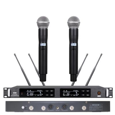 China UR24D Dual Microphone Handheld Karaoke SM58 Wireless Microphone System 300 Freq True Selestable Long Range Handheld Hot UHF Diversity for sale