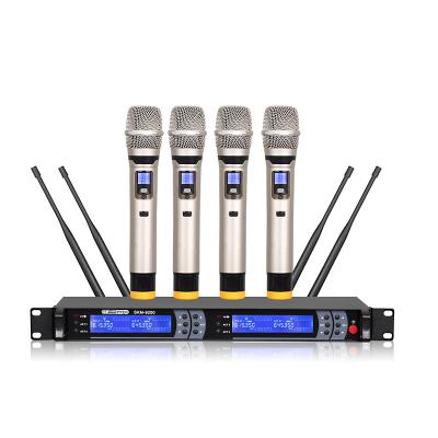 China SKM9200 Professional Handheld Microphone System 4 Gold DJ Wireless Karaoke Mic Sets 200 Channel 4 for sale