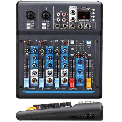 China MiCWL X4 Mini 4 Channel Portable Sound Mixng Console Audio DJ Controller Studio Stage Live Mixer 48V USB Blue X4 for sale