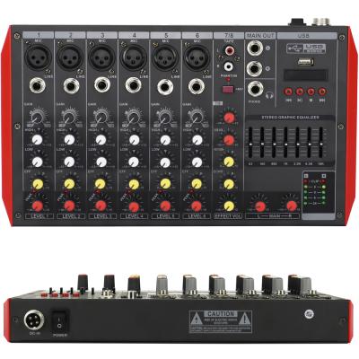 China Best MG8 8 Channel 48V Phantom Gain EQ USB Professional Sound Mixing Mixer Professional Audio Console DJ Mixer for sale