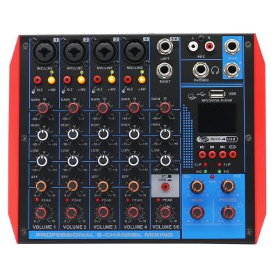 China MG6-Blue 6 Portable Channel Console Microphone Input Sound Mixing Mixer for Laptop Live Guitar Stage Studio 48V Phantom Power MG6-Blue for sale