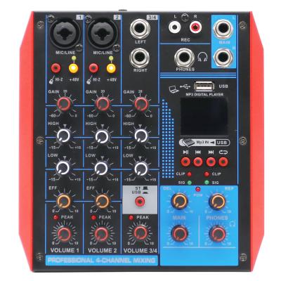 China MiCWL 4 Channel Sound Card Audio Console Computer PC USB Live Mixer MG4-LED Mixing Laptop for sale