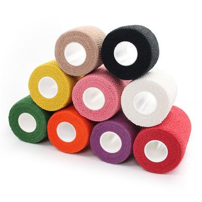 China 95% non-woven; 5% Spandex 5cmx4.5m China Supplier Self Adhesive Latex Glue Weightlifting Finger Tape Cotton Bandage for sale