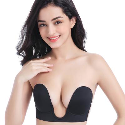 China One Piece Lift Up Bra Invisible Deep U Strapless Sticky Adhesive Bra Backless Bra for sale