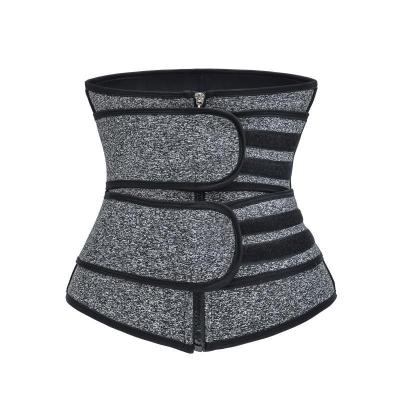 China Antibacterial Double Straps Latex Neoprene Waist Trainer Sports Waist Trimmer With Zipper for sale